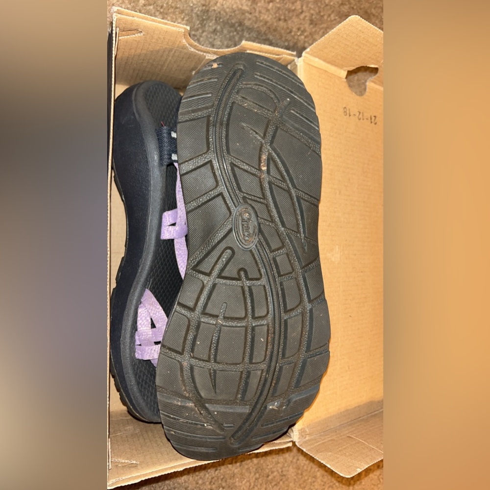 Purple strappy chacos